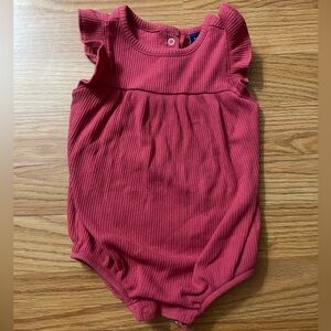 Old Navy Red Ribbed Baby One-Piece with Flutter Sleeves
